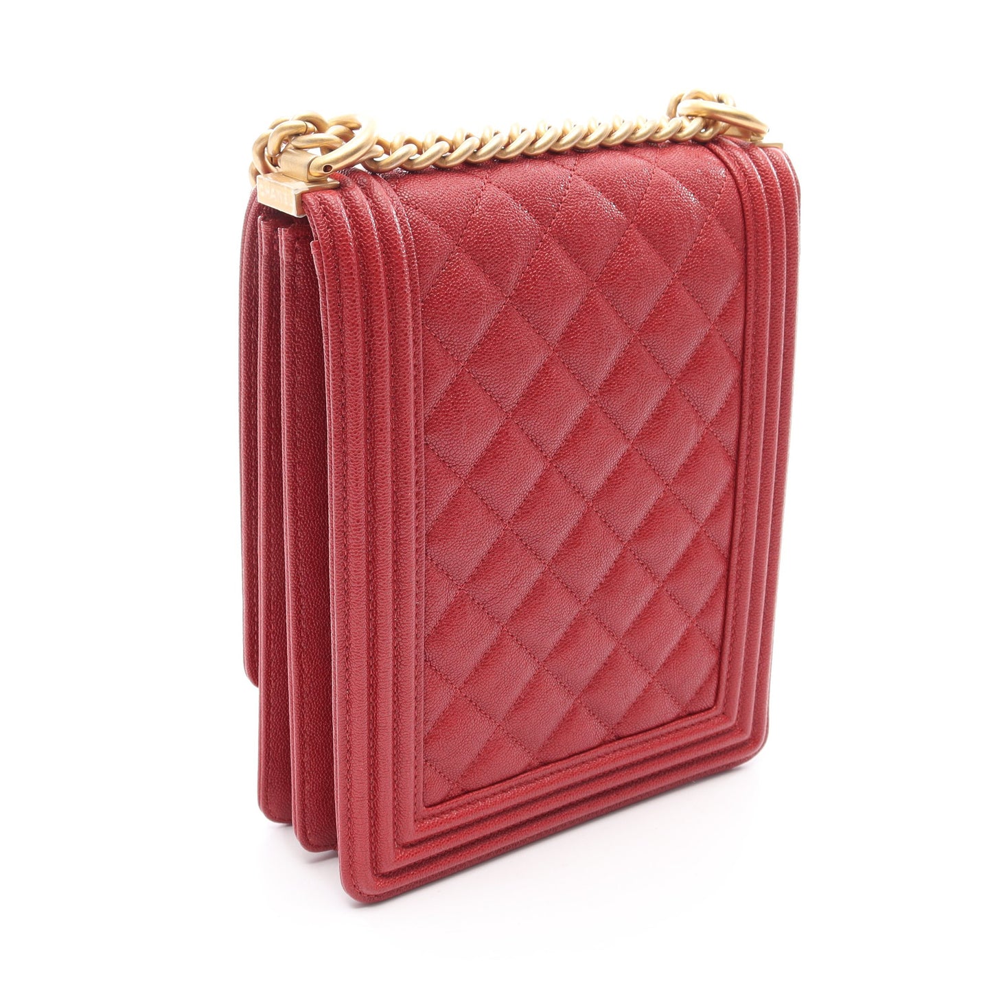 ボーイシャネル マトラッセ チェーンショルダーバッグ キャビアスキン レッド ゴールド金具 シャネル バッグ CHANEL