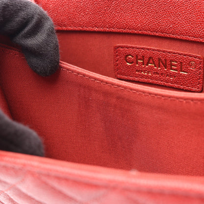 ボーイシャネル マトラッセ チェーンショルダーバッグ キャビアスキン レッド ゴールド金具 シャネル バッグ CHANEL