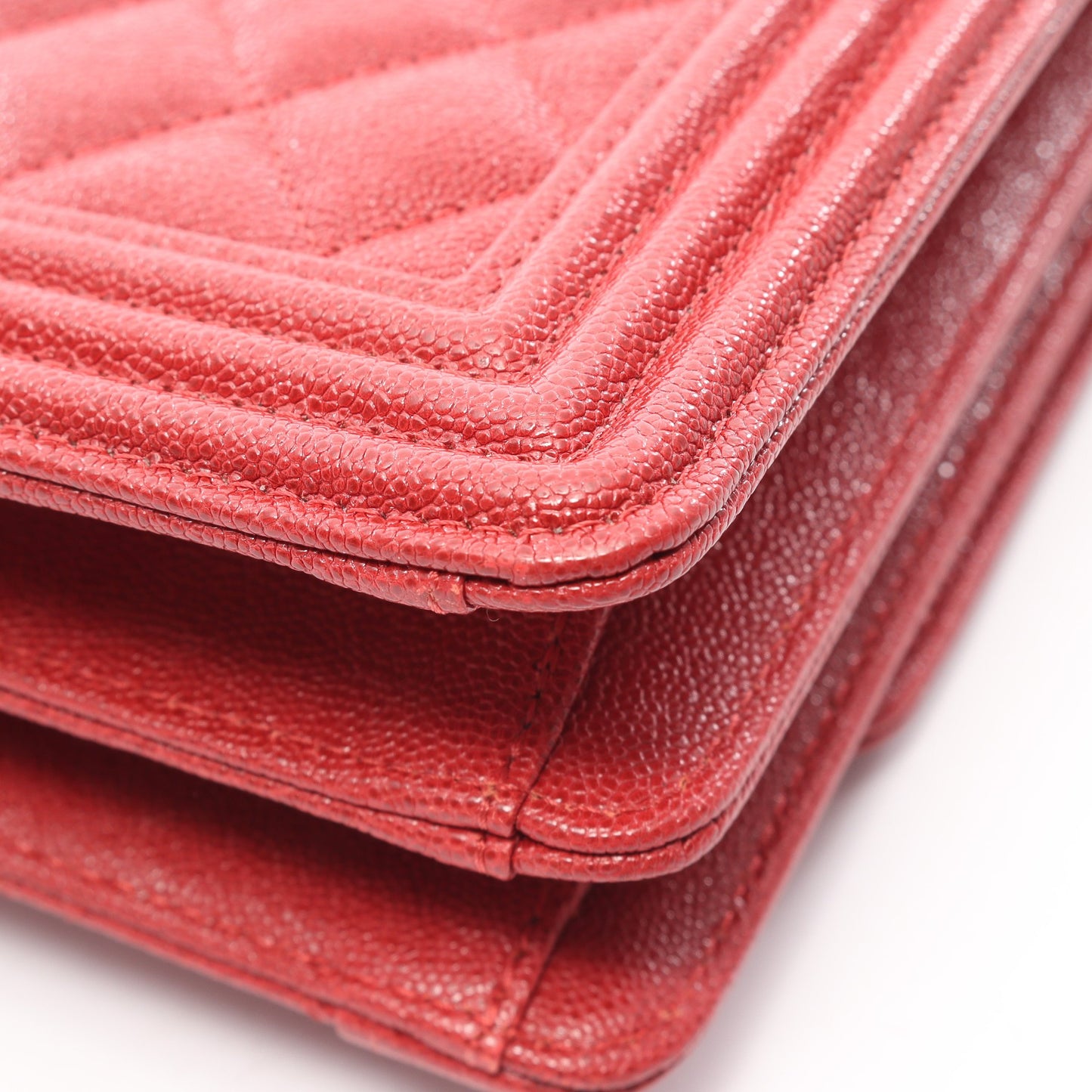 ボーイシャネル マトラッセ チェーンショルダーバッグ キャビアスキン レッド ゴールド金具 シャネル バッグ CHANEL