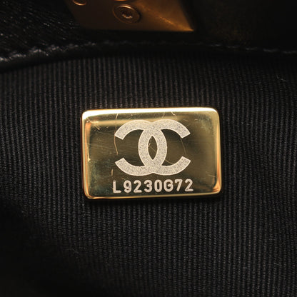 マトラッセ パールハンドル 2WAY チェーンショルダーバッグ ラムスキン ブラック ゴールド金具 シャネル