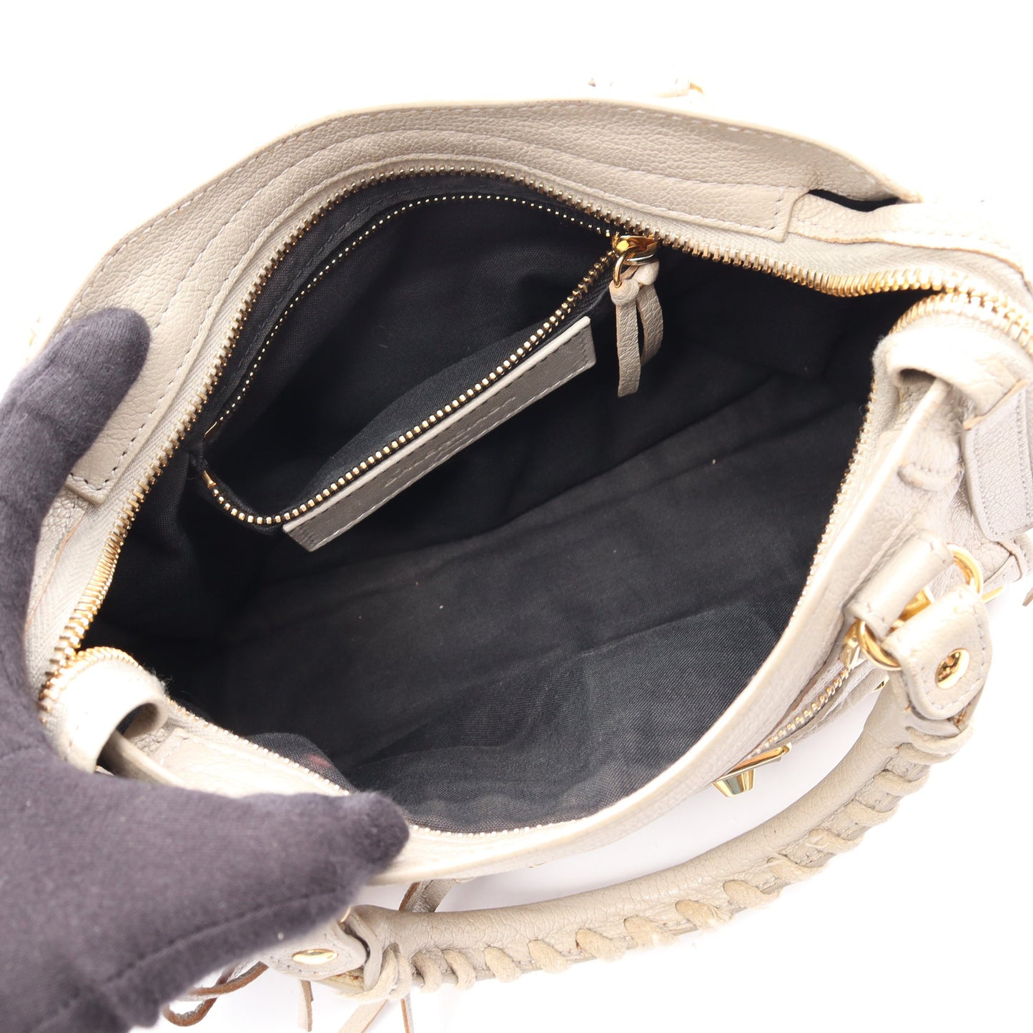 クラシック メタリック エッジ ミニ シティ 2WAY ハンドバッグ レザー ベージュ バレンシアガ