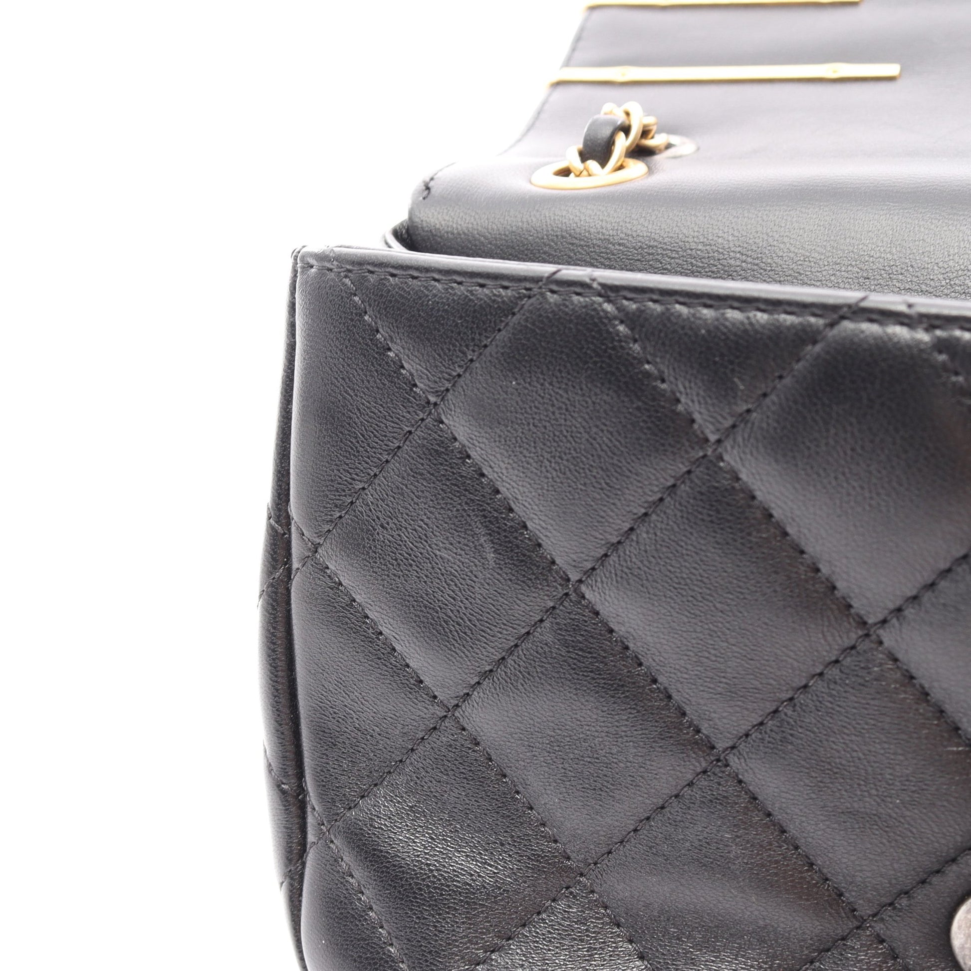 マトラッセ コンビ金具 Wチェーンショルダーバッグ ラムスキン ブラック シャネル バッグ CHANEL