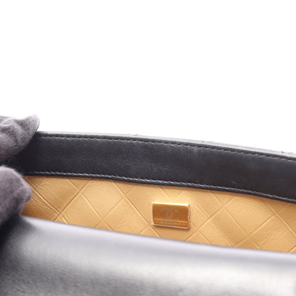 マトラッセ コンビ金具 Wチェーンショルダーバッグ ラムスキン ブラック シャネル バッグ CHANEL