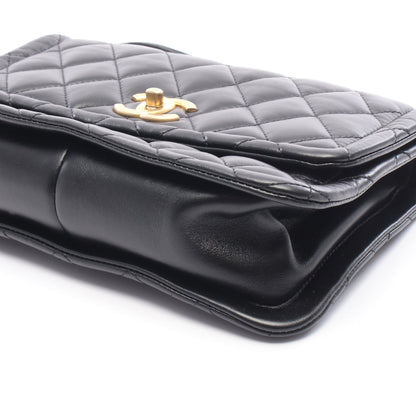マトラッセ チェーンショルダーバッグ ラムスキン ブラック ゴールド金具 シャネル バッグ CHANEL