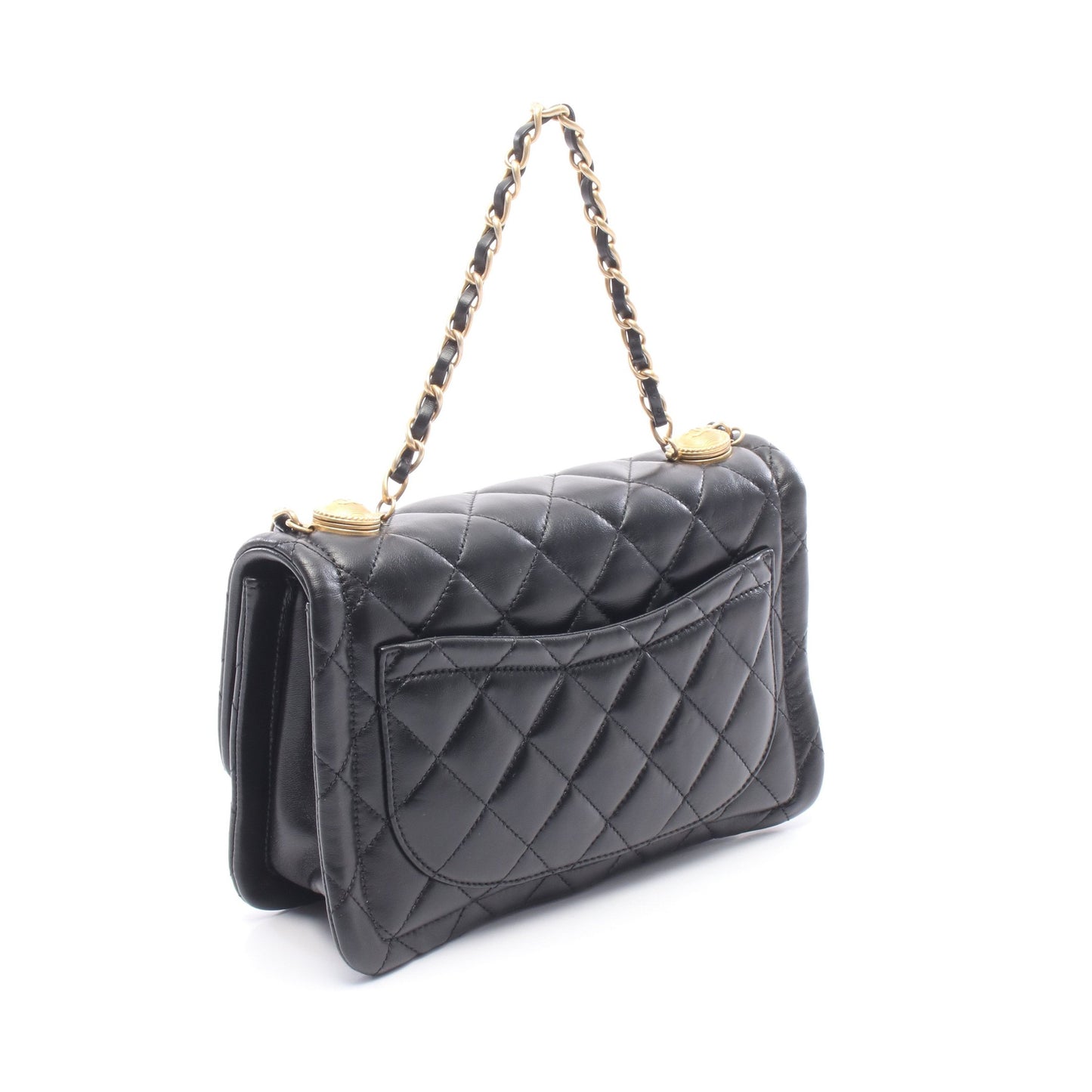 マトラッセ チェーンショルダーバッグ ラムスキン ブラック ゴールド金具 シャネル バッグ CHANEL
