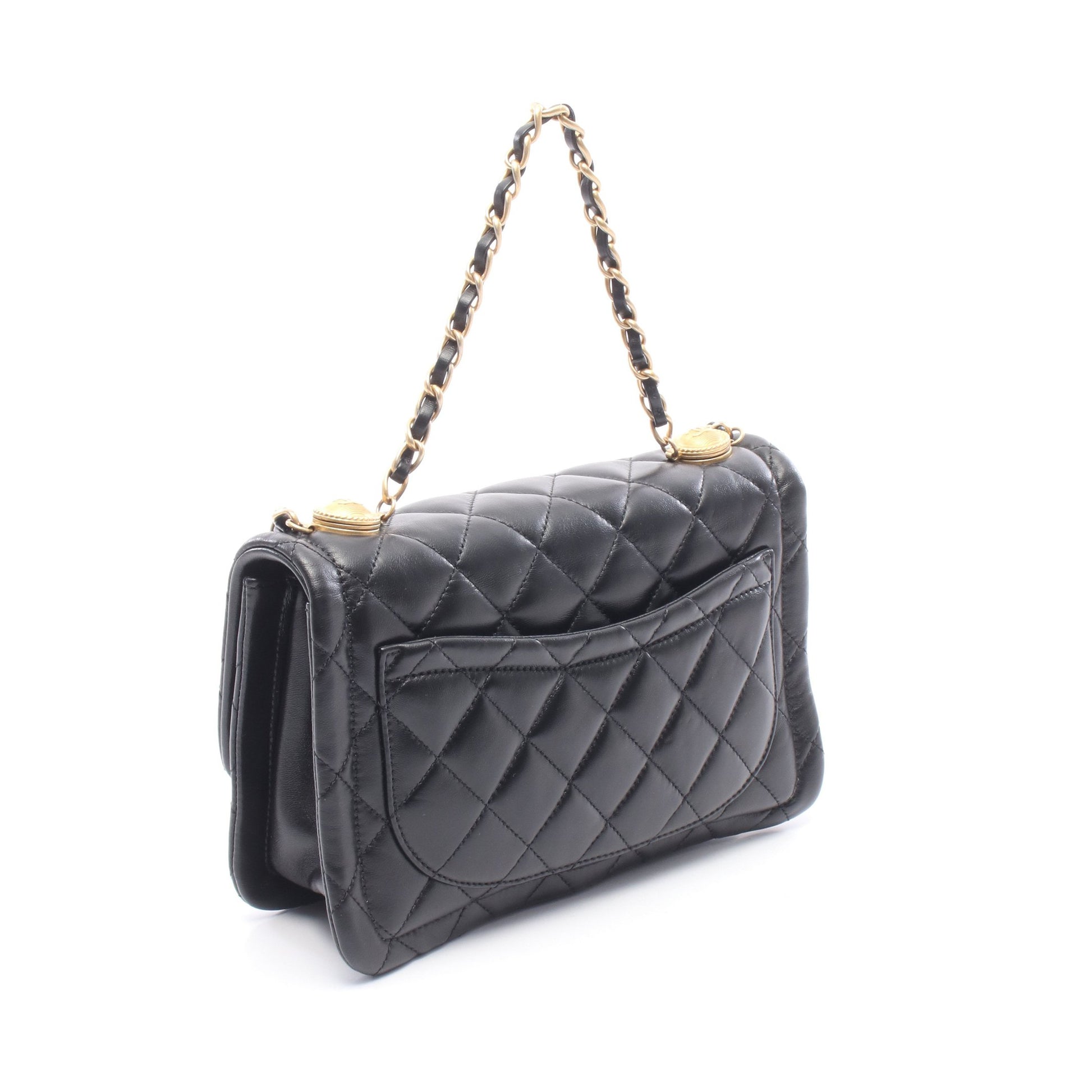 マトラッセ チェーンショルダーバッグ ラムスキン ブラック ゴールド金具 シャネル バッグ CHANEL