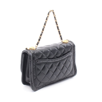 マトラッセ チェーンショルダーバッグ ラムスキン ブラック ゴールド金具 シャネル バッグ CHANEL