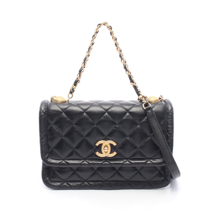 マトラッセ チェーンショルダーバッグ ラムスキン ブラック ゴールド金具 シャネル バッグ CHANEL