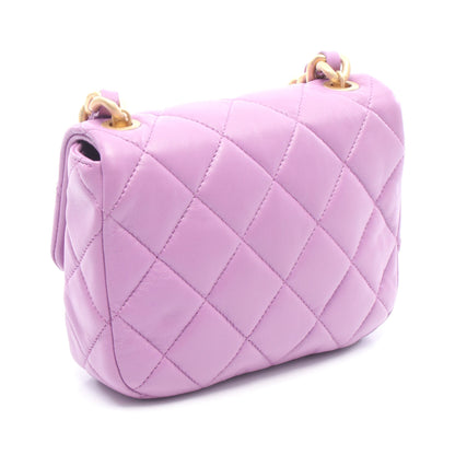 ミニマトラッセ チェーンショルダーバッグ レザー パープル ゴールド金具 シャネル