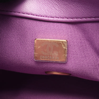 ミニマトラッセ チェーンショルダーバッグ レザー パープル ゴールド金具 シャネル