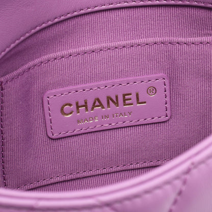 ミニマトラッセ チェーンショルダーバッグ レザー パープル ゴールド金具 シャネル