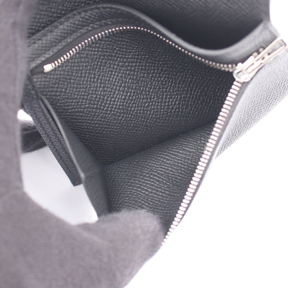 ベアンコンパクト 二つ折り財布 ヴォーエプソン ブラック シルバー金具 U刻印 エルメス