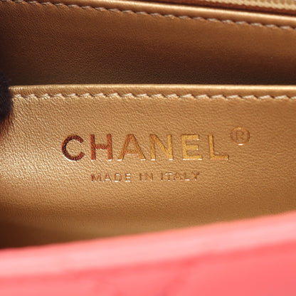 マトラッセ チェーンショルダーバッグ ラムスキン コーラルピンク ゴールド金具 シャネル
