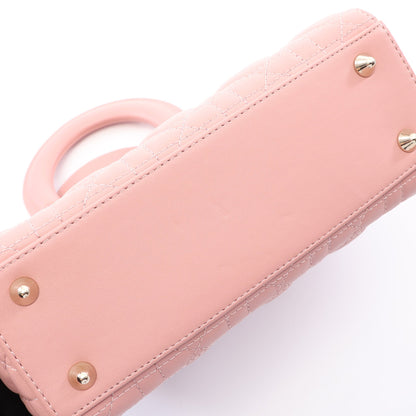 LADY DIOR MY ABCDIOR カナージュ 2WAY ハンドバッグ レザー ピンク クリスチャンディオール