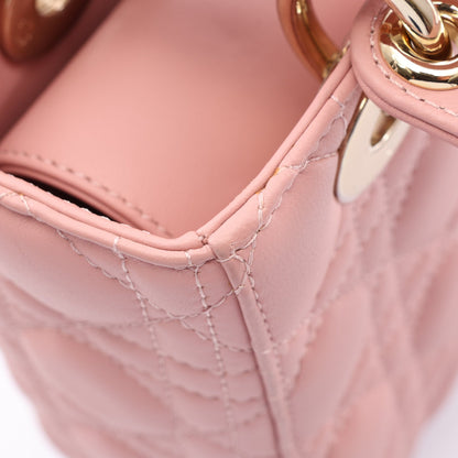 LADY DIOR MY ABCDIOR カナージュ 2WAY ハンドバッグ レザー ピンク クリスチャンディオール