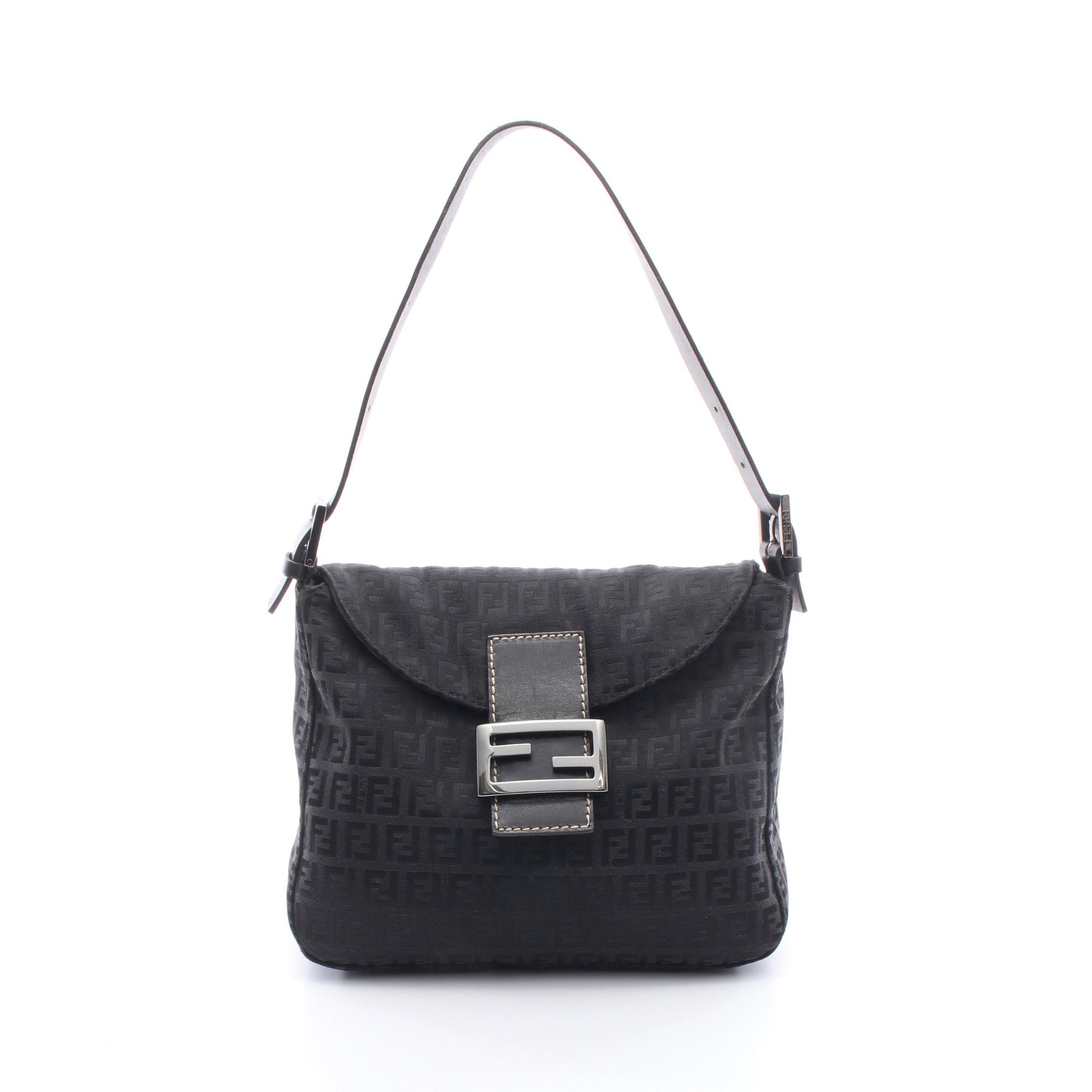 マンマバケット ズッキーノ ワンショルダーバッグ キャンバス レザー ブラック フェンディ バッグ FENDI