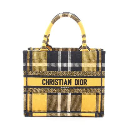 BOOK TOTE ブックトート スモール チェック柄 ハンドバッグ トートバッグ キャンバス イエロー ブラック クリスチャンディオール