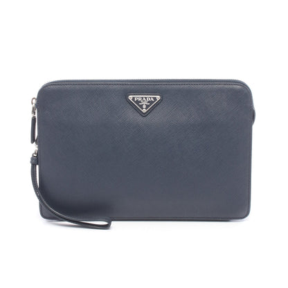 SAFFIANO TRAVEL セカンドバッグ クラッチバッグ サフィアーノレザー ネイビー プラダ