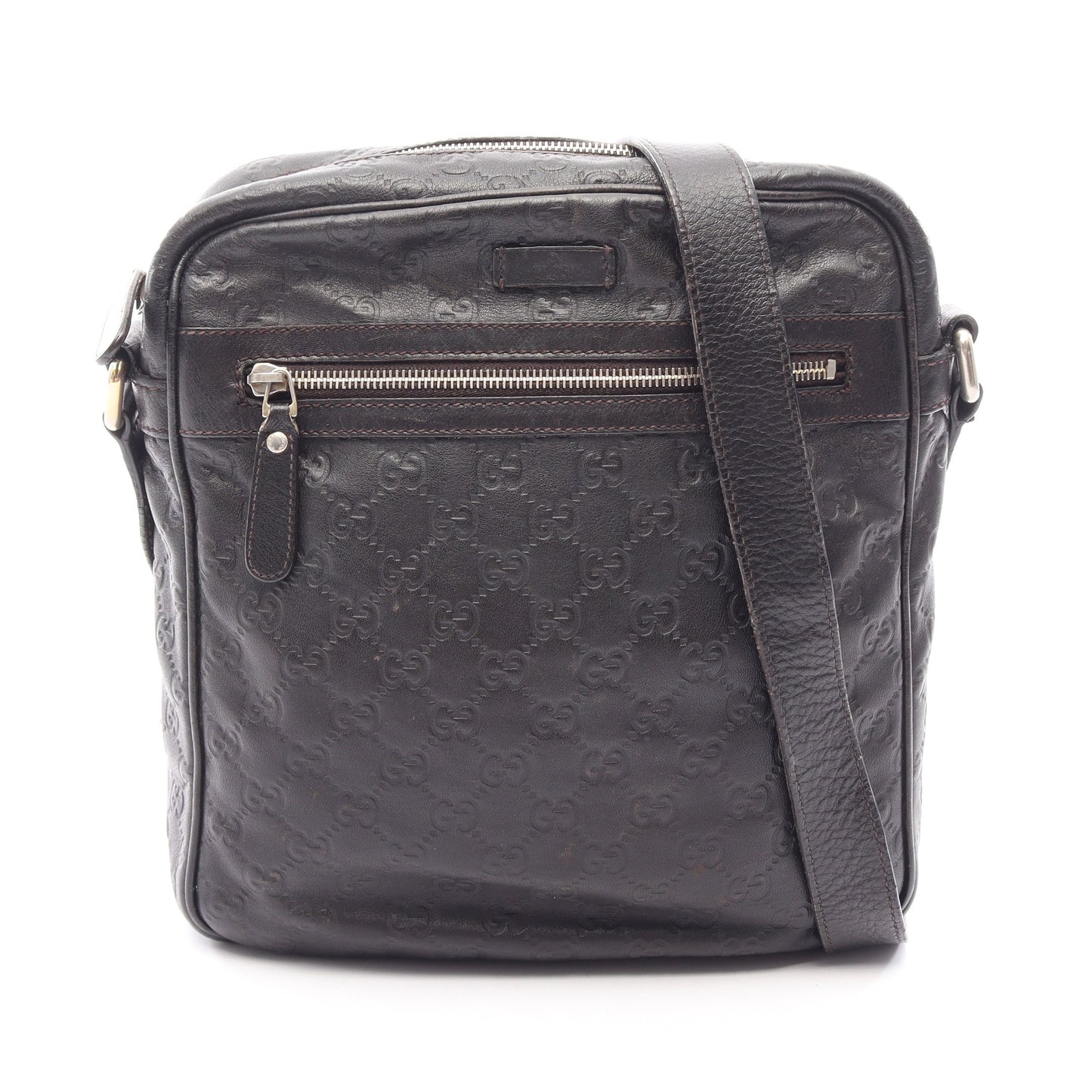 グッチシマ ショルダーバッグ レザー ダークブラウン グッチ バッグ GUCCI