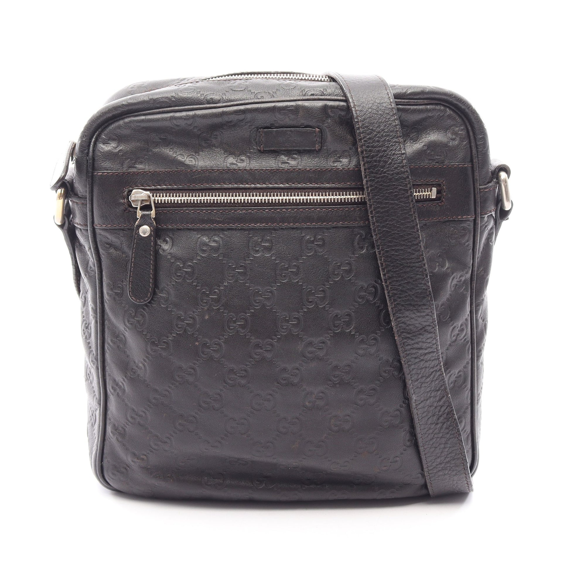 グッチシマ ショルダーバッグ レザー ダークブラウン グッチ バッグ GUCCI