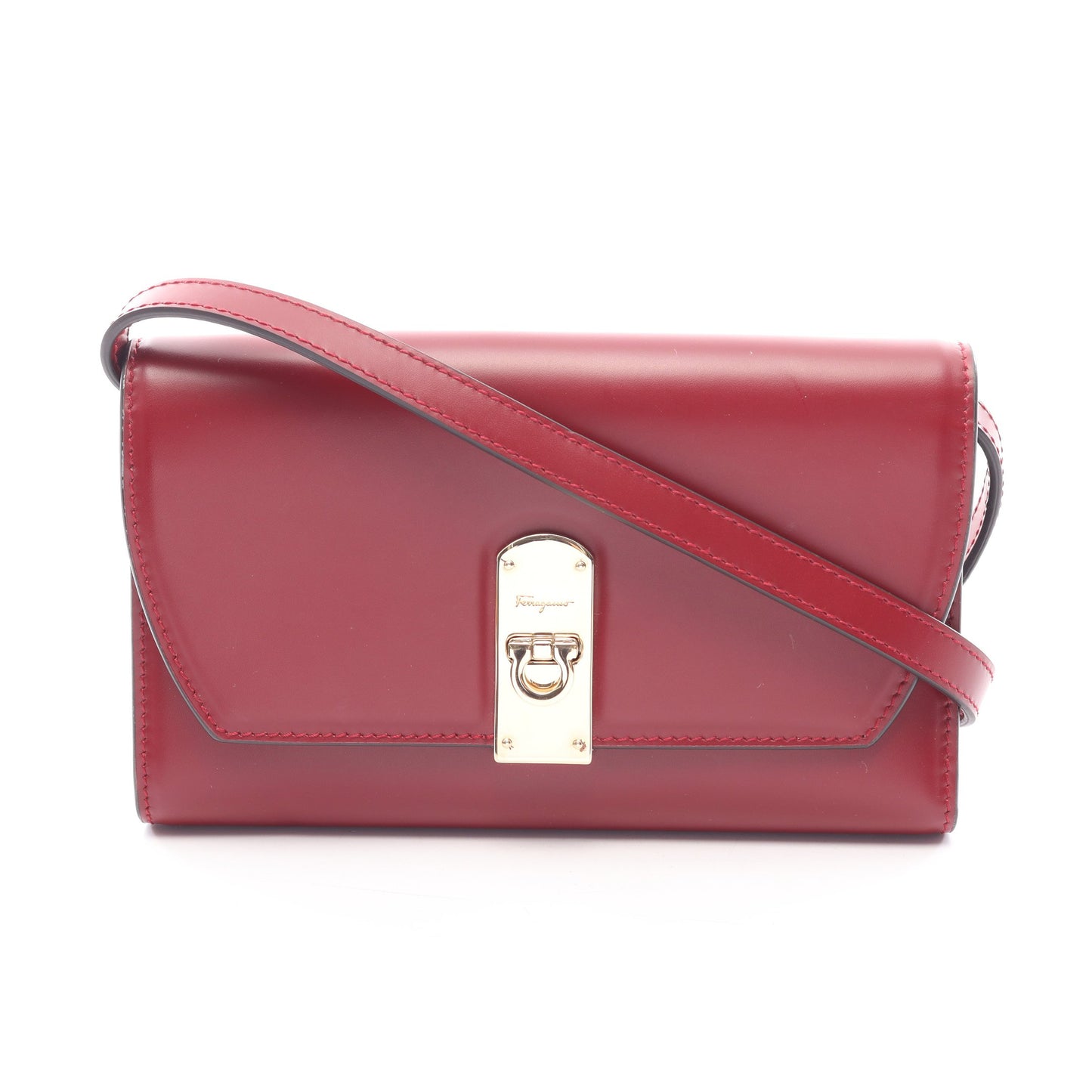 ガンチーニ ショルダーバッグ ショルダーウォレット レザー レッド サルヴァトーレフェラガモ バッグ Salvatore Ferragamo