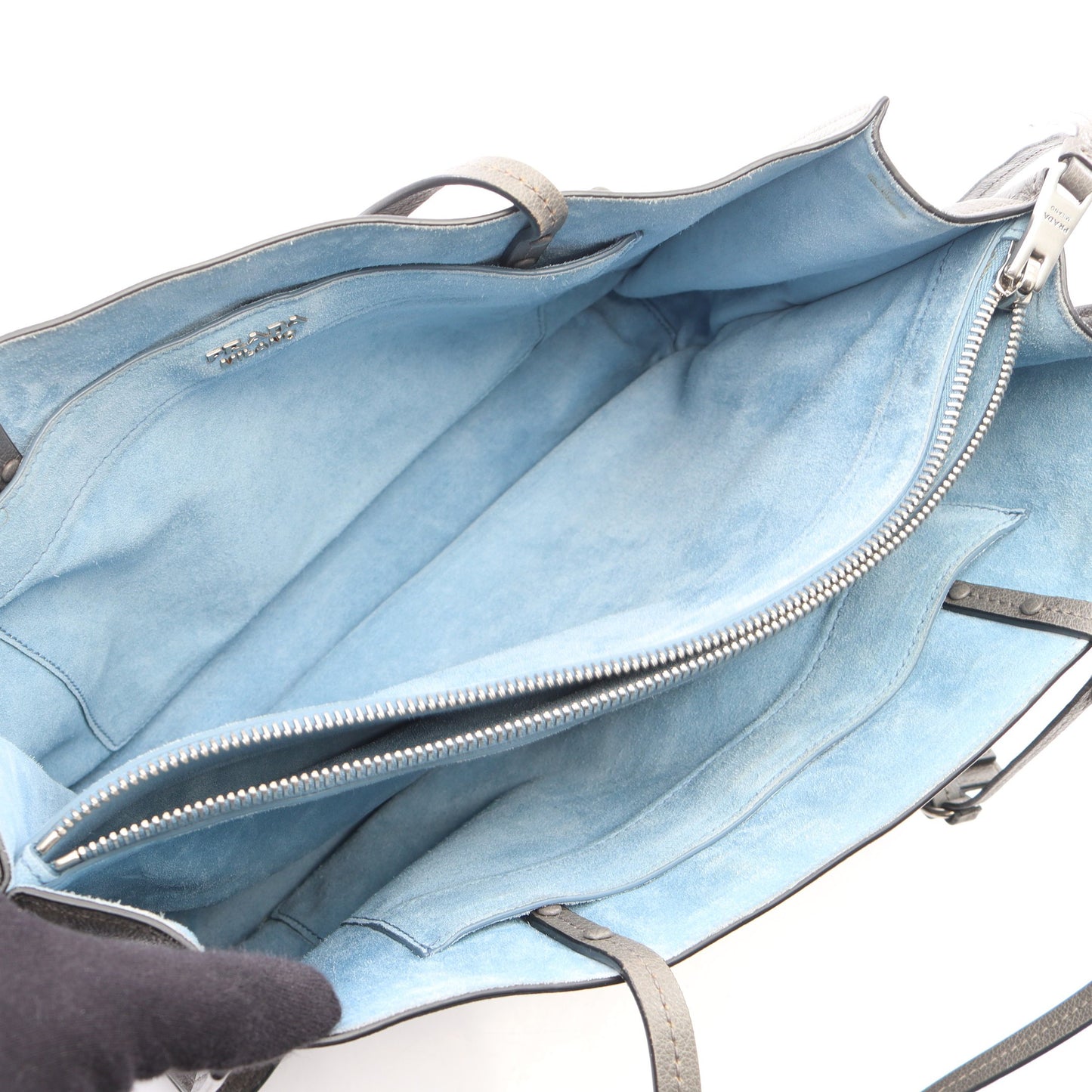 GLACE’CALF エティケット ショルダーバッグ トートバッグ レザー グレー プラダ