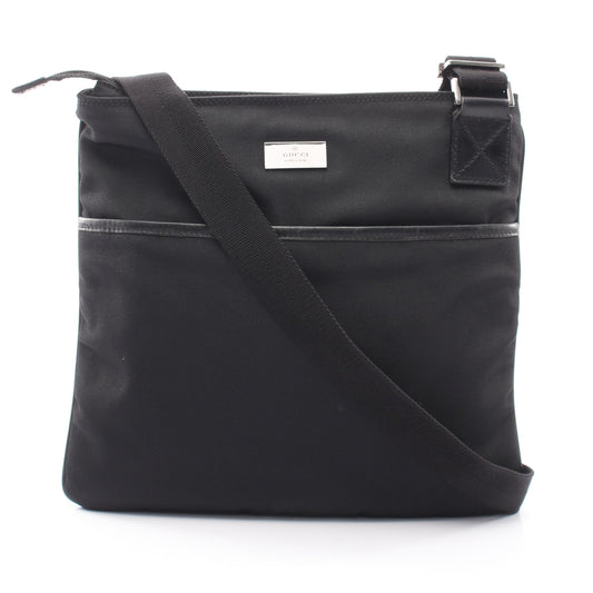 ショルダーバッグ ナイロンキャンバス レザー ブラック グッチ バッグ GUCCI