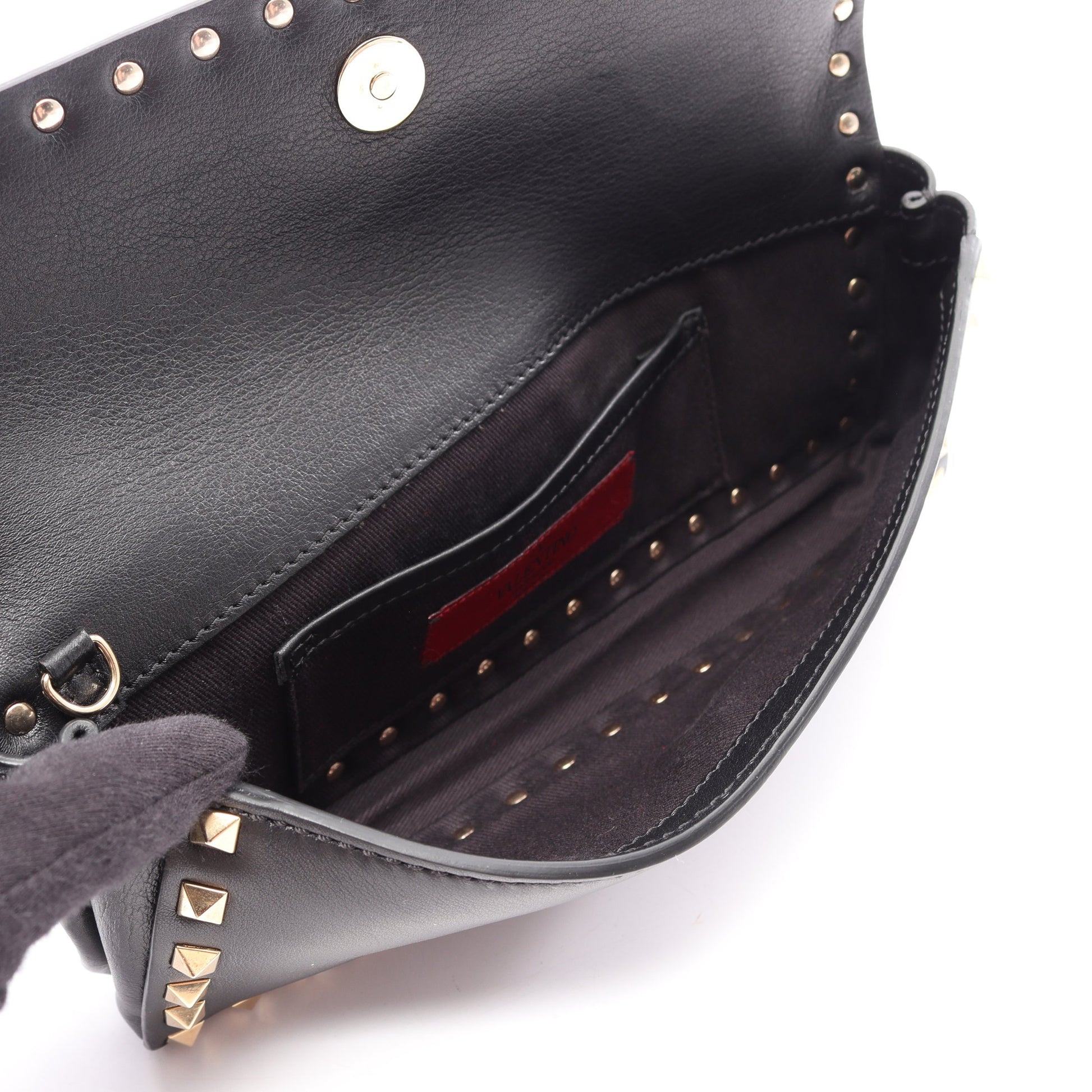 ロックスタッズ クラッチバッグ レザー ブラック ヴァレンティノ バッグ VALENTINO