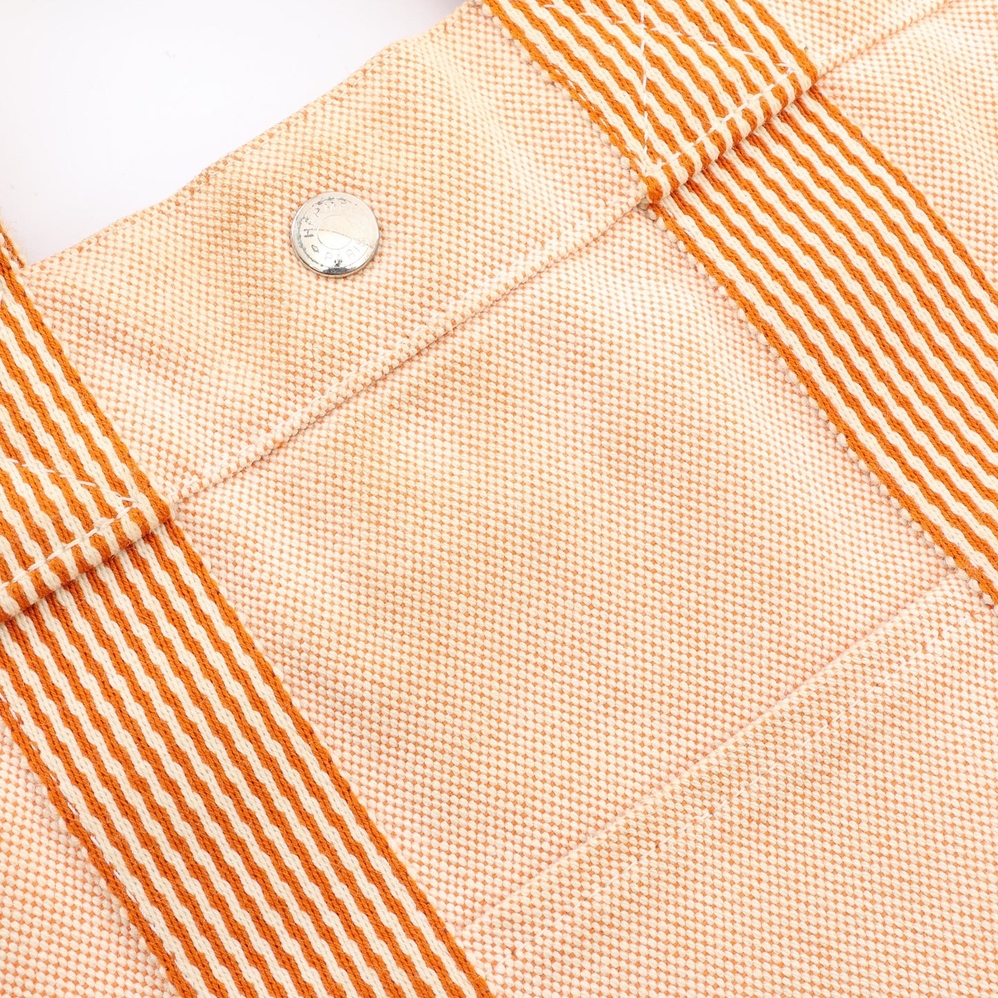 ニューフールトゥMM ハンドバッグ トートバッグ キャンバス オレンジ シルバー金具 エルメス