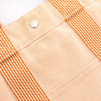ニューフールトゥMM ハンドバッグ トートバッグ キャンバス オレンジ シルバー金具 エルメス