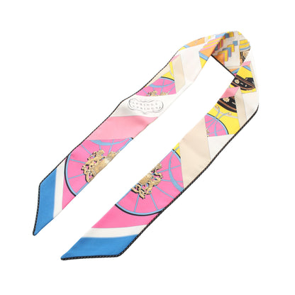 ツイリー SPRINGS SPRINGS リボン スカーフ シルク ピンク マルチカラー エルメス