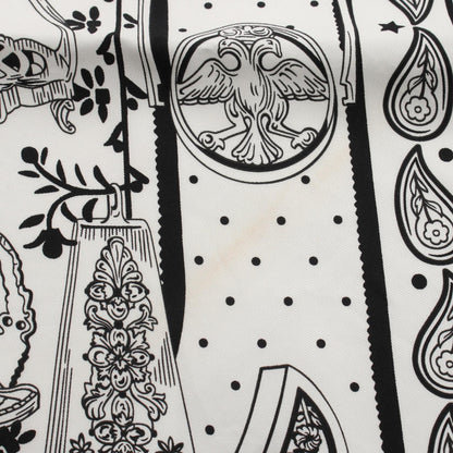 カレ55 ETRIERS BANDANA バンダナ スカーフ シルク ホワイト ブラック エルメス