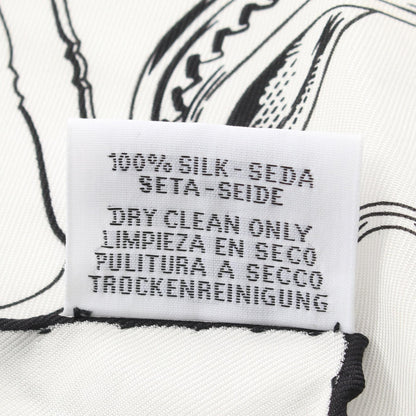カレ55 ETRIERS BANDANA バンダナ スカーフ シルク ホワイト ブラック エルメス