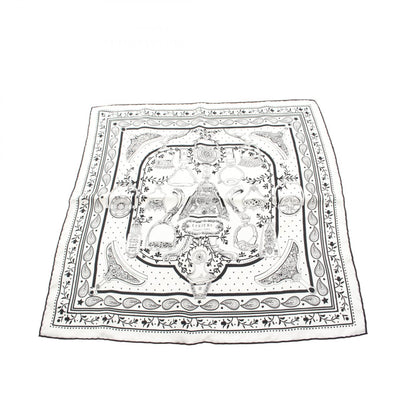 カレ55 ETRIERS BANDANA バンダナ スカーフ シルク ホワイト ブラック エルメス