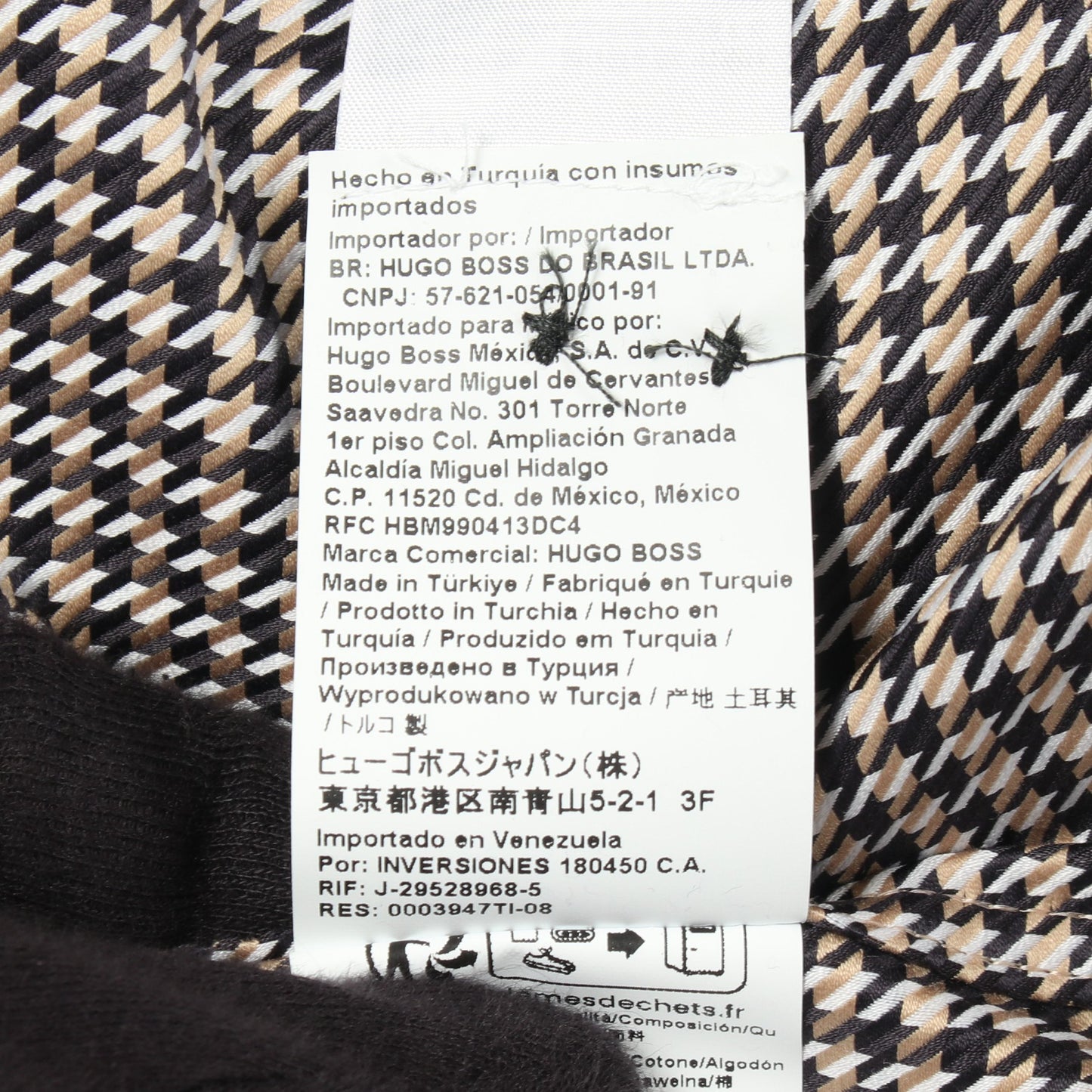 SLIM FIT 千鳥格子 長袖 シャツ コットン ブラック ベージュ ボス