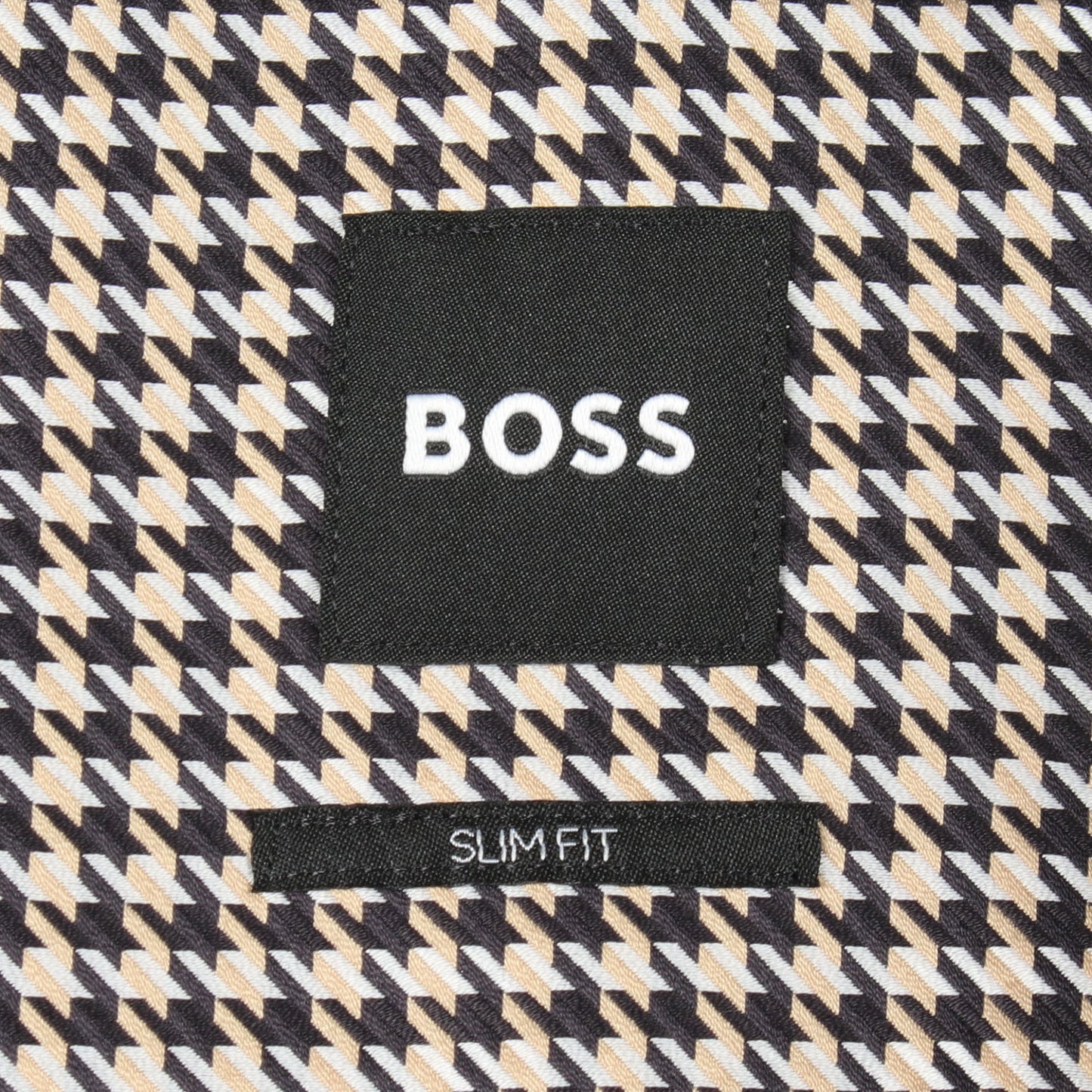 SLIM FIT 千鳥格子 長袖 シャツ コットン ブラック ベージュ ボス
