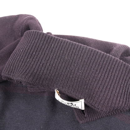 ハイネック ニット ウール カシミヤ ネイビー ダークパープル エルメス