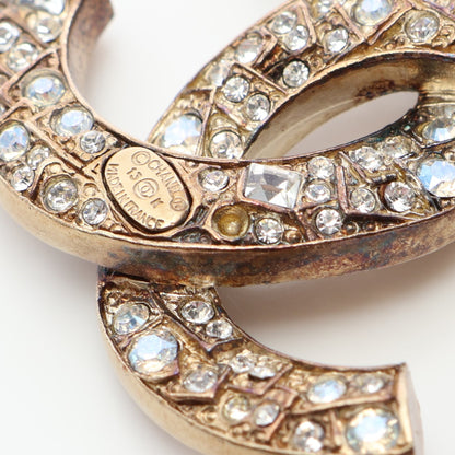 ココマーク ブローチ GP ラインストーン ゴールド クリア 13K シャネル