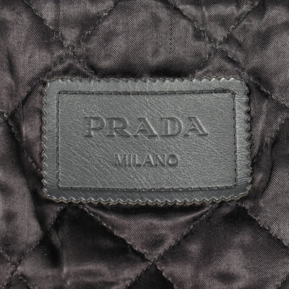 中綿 ライダースジャケット レザー ブラック プラダ