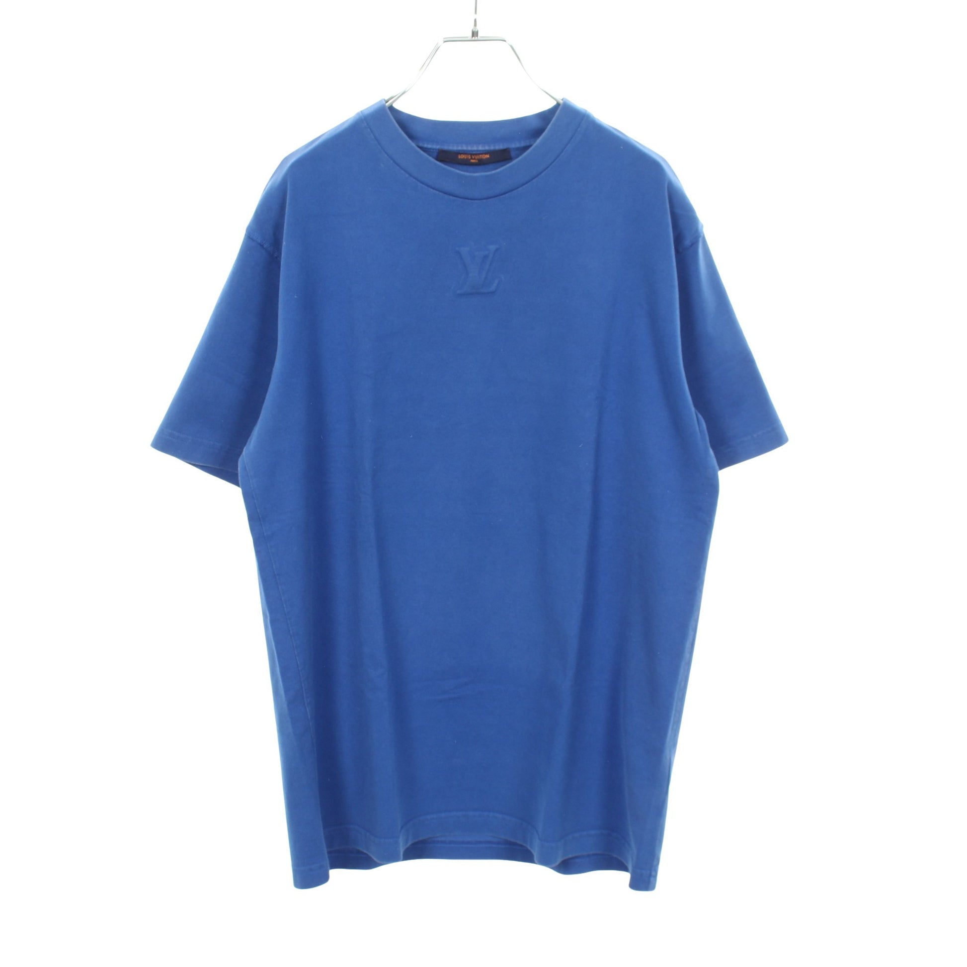 エンボスLVロゴ 半袖Tシャツ コットン ブルー ルイヴィトン トップス LOUIS VUITTON