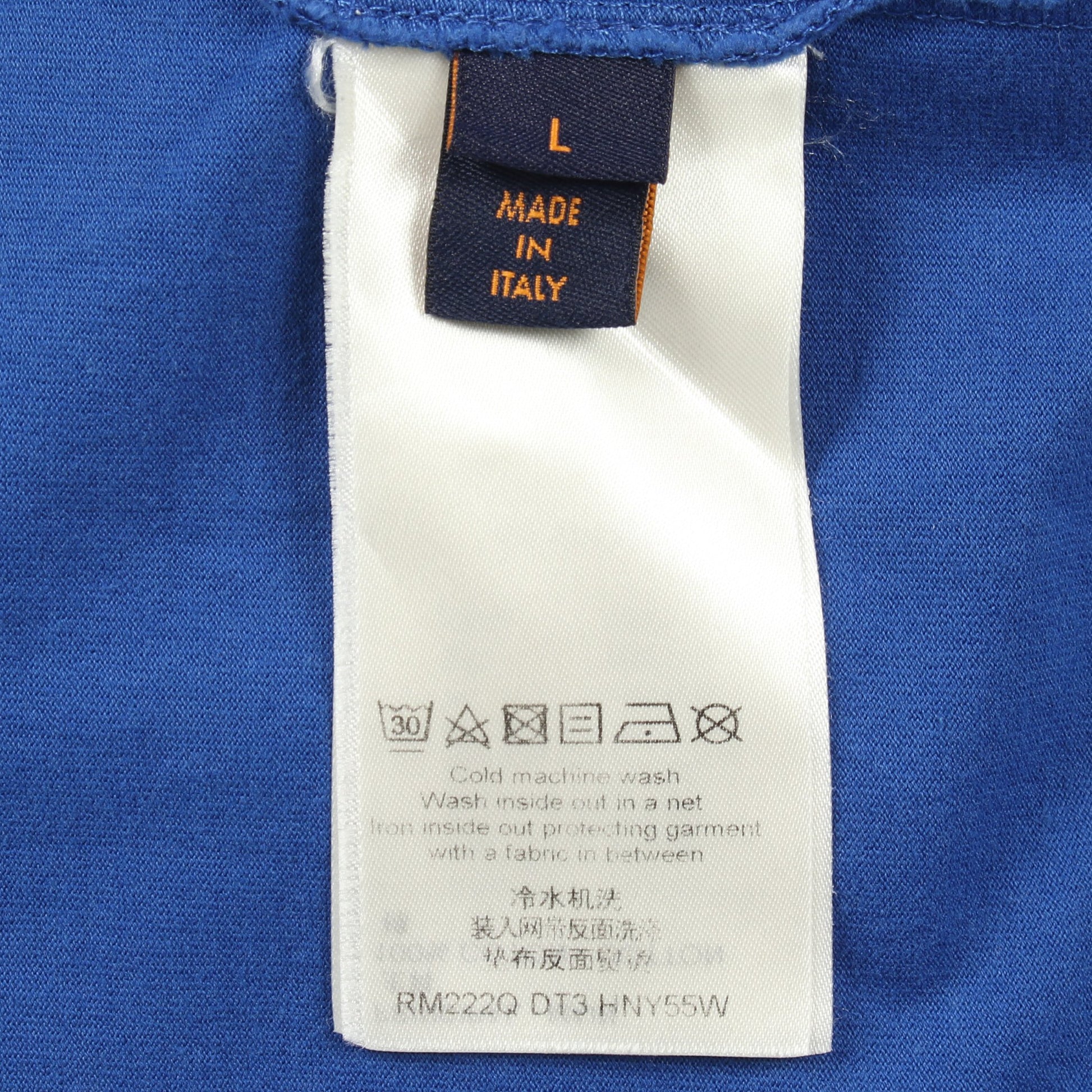 エンボスLVロゴ 半袖Tシャツ コットン ブルー ルイヴィトン トップス LOUIS VUITTON