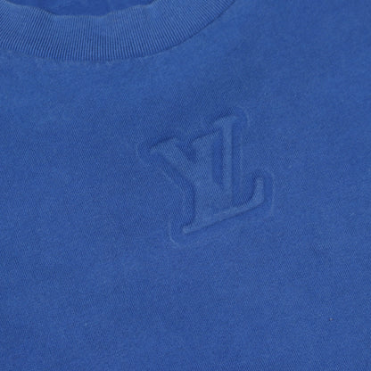エンボスLVロゴ 半袖Tシャツ コットン ブルー ルイヴィトン トップス LOUIS VUITTON