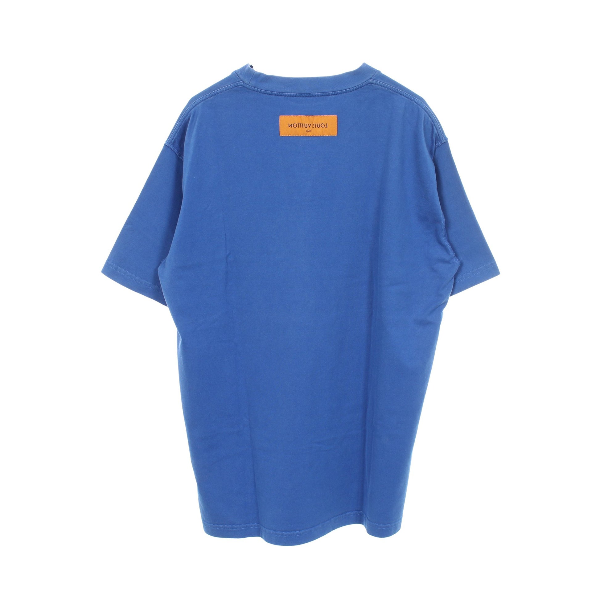 エンボスLVロゴ 半袖Tシャツ コットン ブルー ルイヴィトン トップス LOUIS VUITTON
