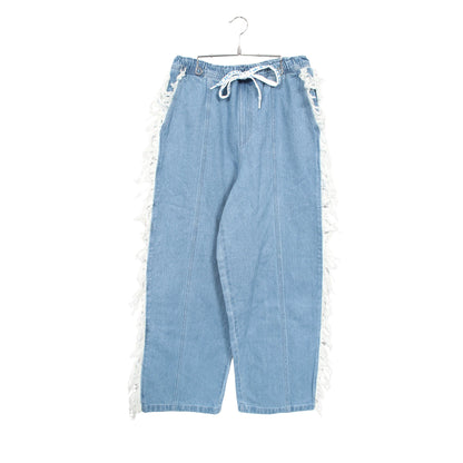 adidas × KSENIASCHNAIDER DENIM FRAYED JEAN デニムパンツ コットン ブルー アディダス