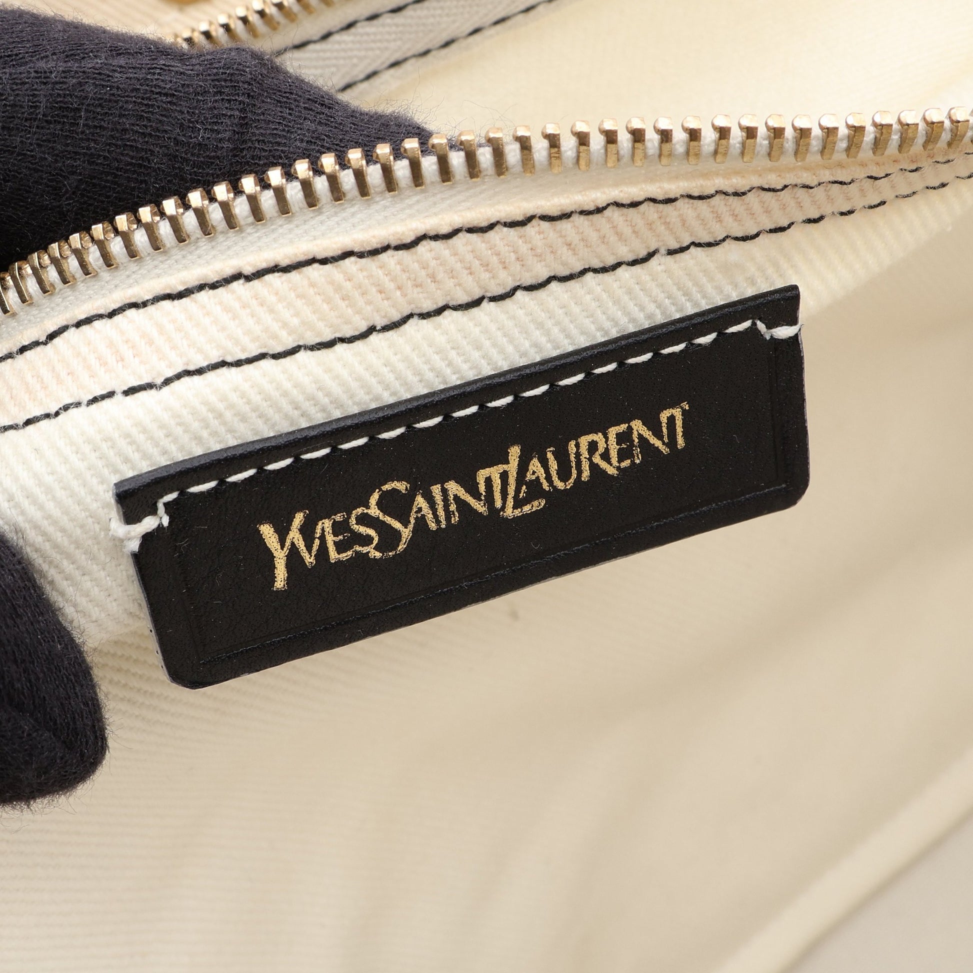 ミューズトゥ ハンドバッグ レザー キャンバス ブラック ホワイト イヴサンローラン バッグ YVES SAINT LAURENT