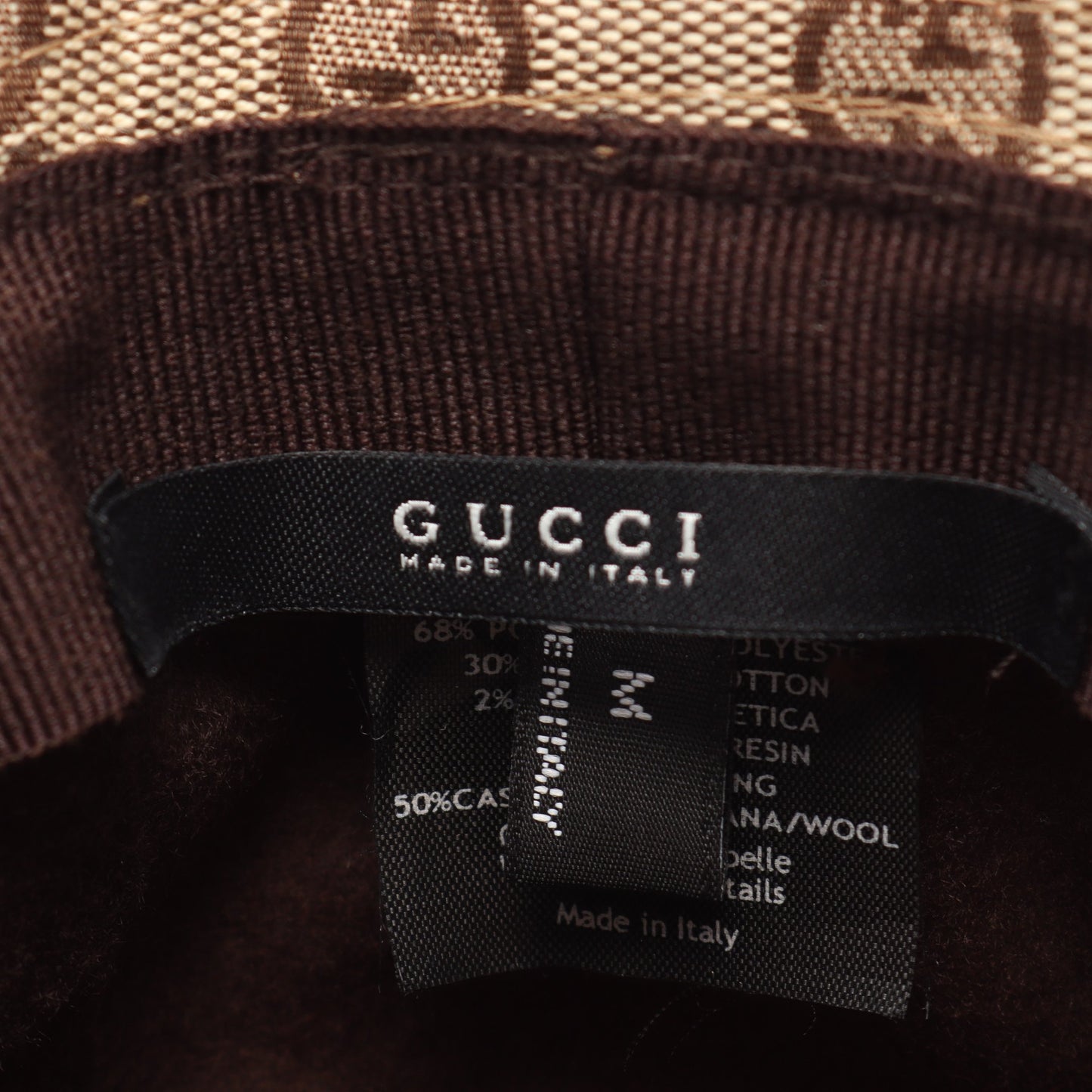 GGキャンバス ハット 帽子 キャンバス レザー ベージュ ダークブラウン グッチ 財布・小物 GUCCI