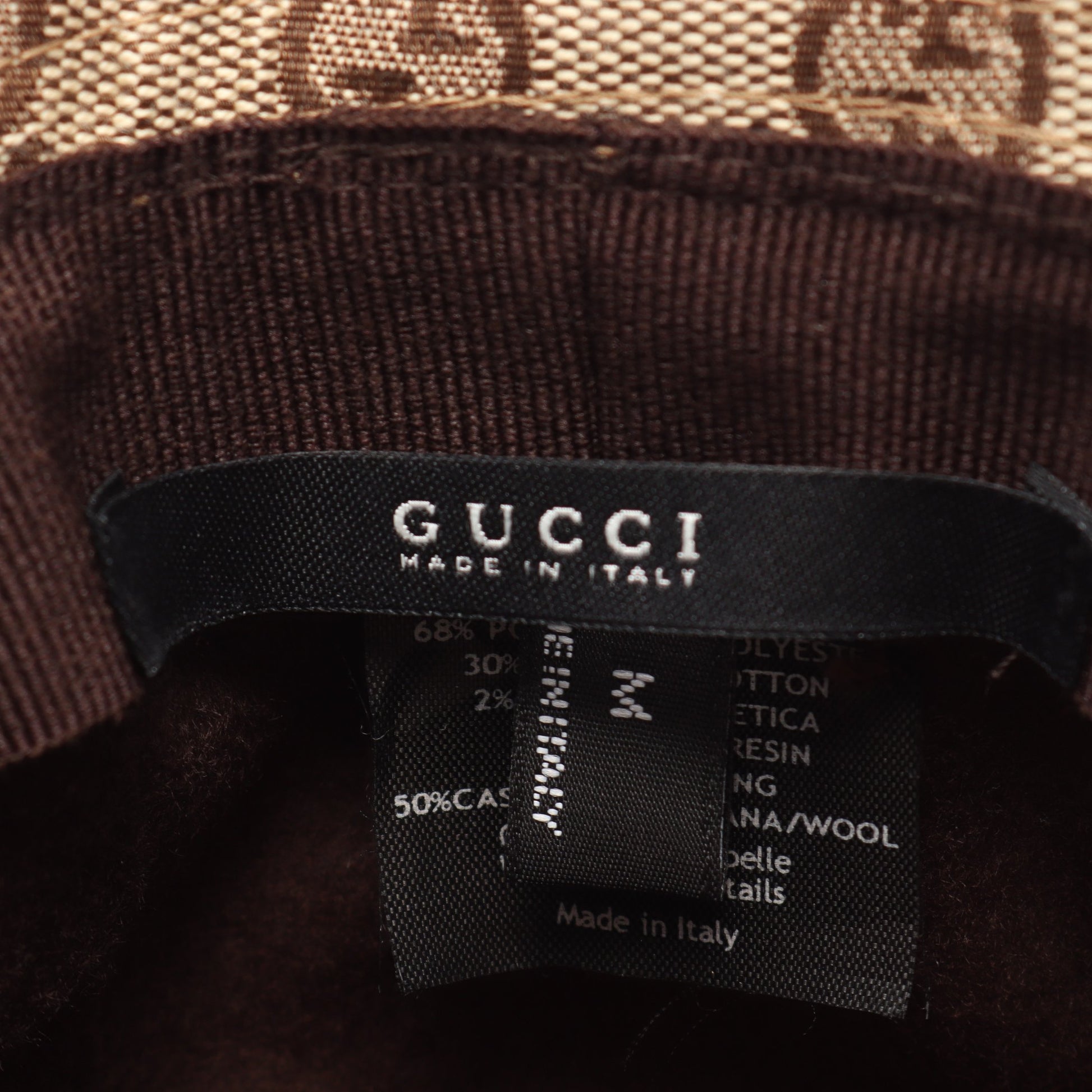 GGキャンバス ハット 帽子 キャンバス レザー ベージュ ダークブラウン グッチ 財布・小物 GUCCI