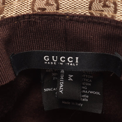 GGキャンバス ハット 帽子 キャンバス レザー ベージュ ダークブラウン グッチ 財布・小物 GUCCI