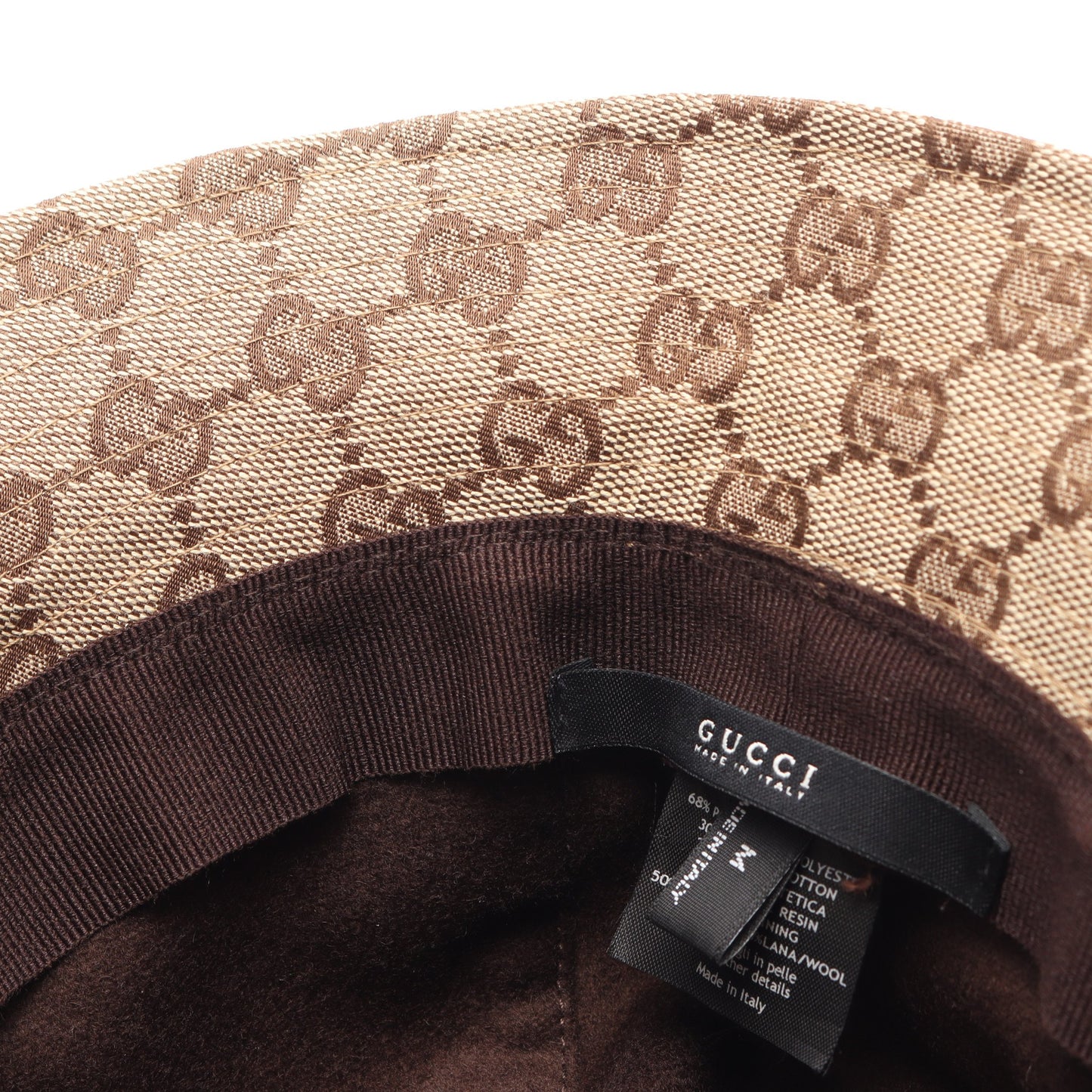 GGキャンバス ハット 帽子 キャンバス レザー ベージュ ダークブラウン グッチ 財布・小物 GUCCI
