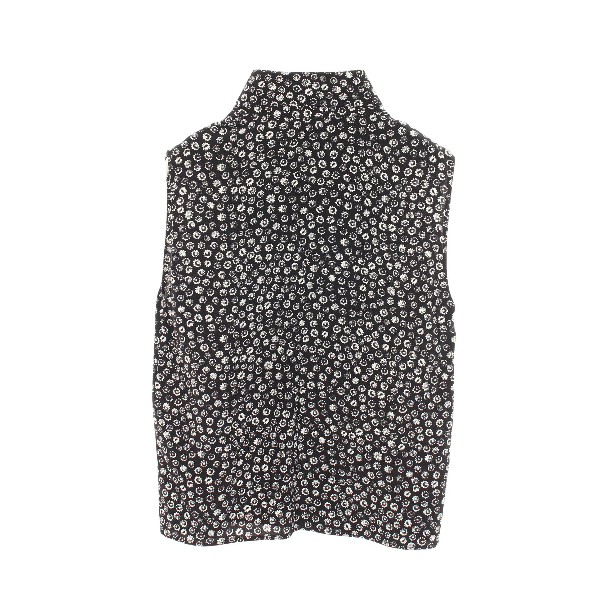 ココマークボタン 花柄ブラウス ノースリーブ シャツ シルク ブラック ホワイト シャネル トップス CHANEL